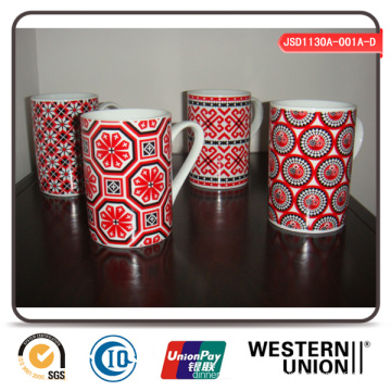 Straight Shape Red Color Porcelain Mug (JSD1130A-001A)